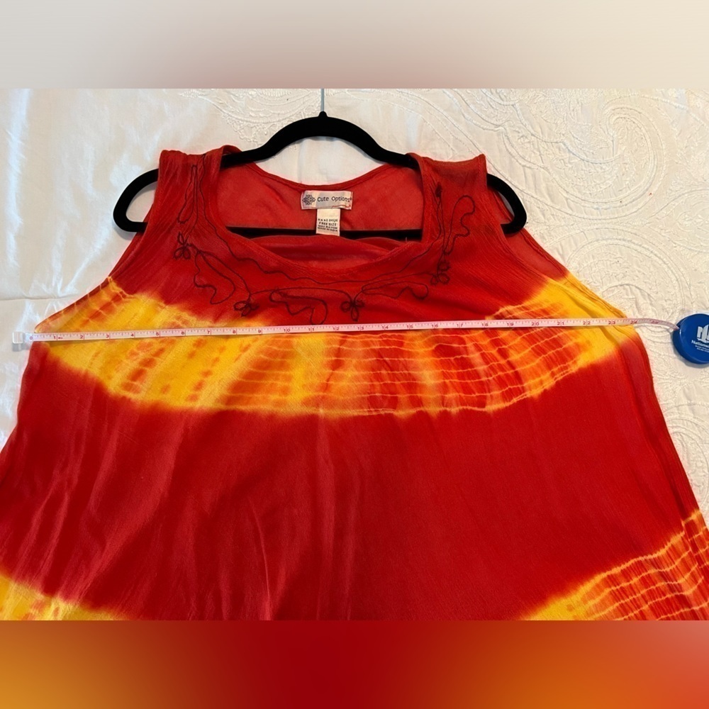 Cute Options Orange Tie Dye Boho Beach Festival sleeveless Dress Size: One Size‎ - Picture 6 of 6